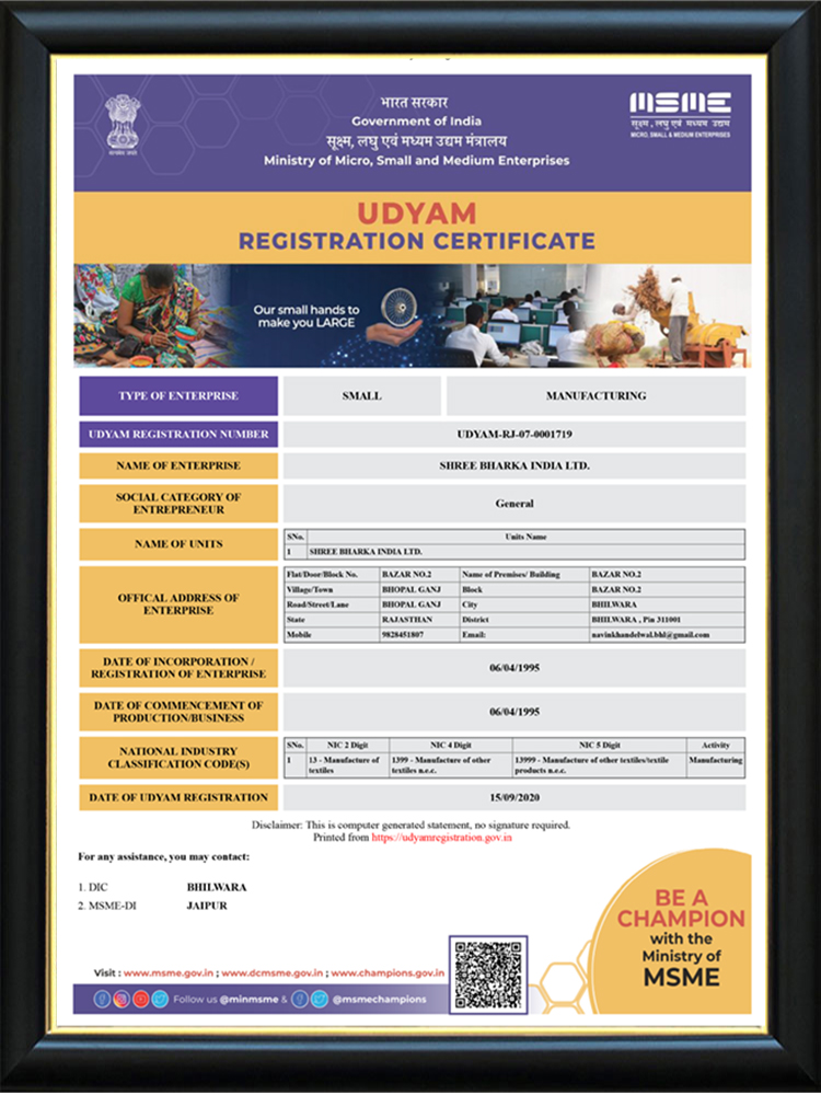 Udyam Registor Certificate